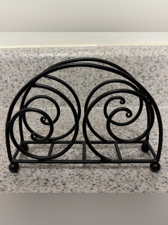 Other - Black Scroll Metal Napkin Holder